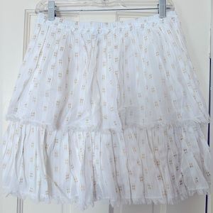 Vineyard Vines White Gold Flounce Skirt
